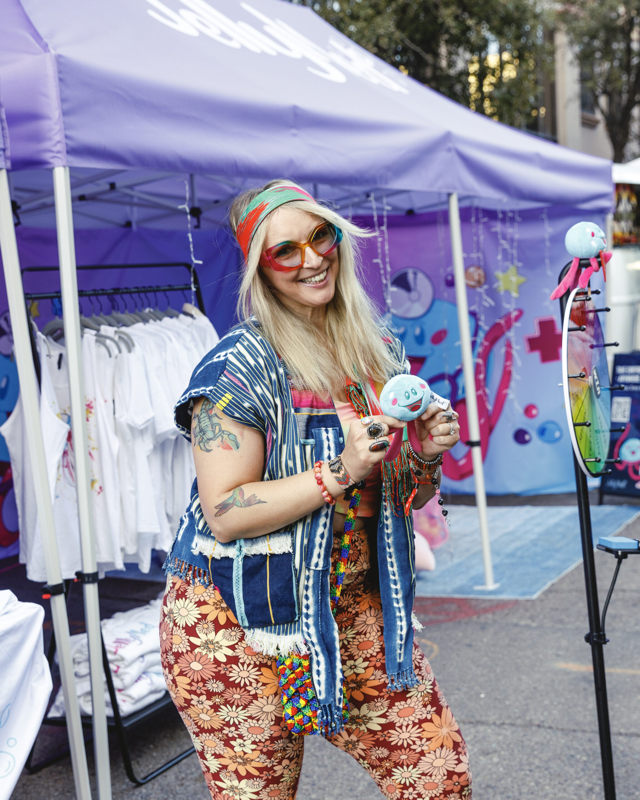 A festival guest visiting the JellyMed activation